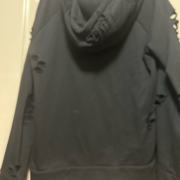 ALO Yoga BLACK Distressed Hoodie - Picture 4 of 5